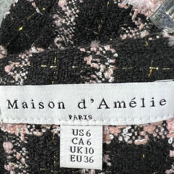 Maison d' Amelie Paris NEW Womens 6 Pink Black Tweed Mini Skirt Clueless Preppy - Picture 10 of 12